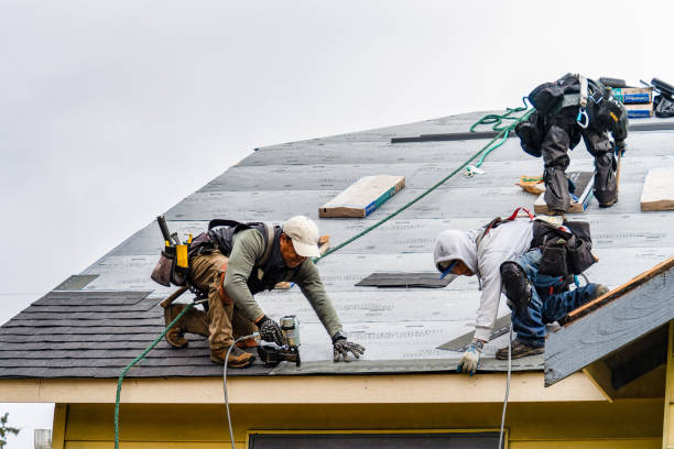 Professional Gutter Installation technician working in Lancaster, NH